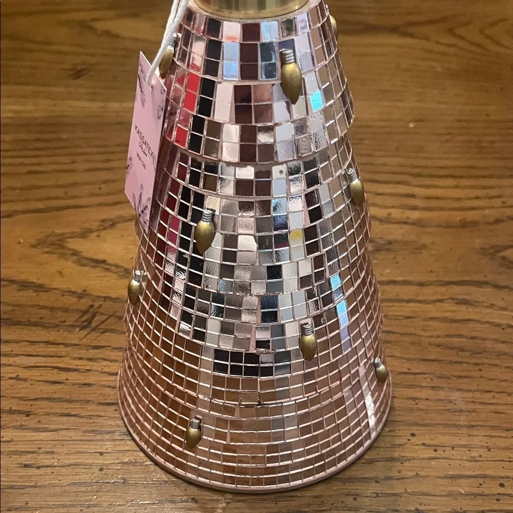 Kassatex disco‎ ball inspired glass soap dispenser with a rose gold finish, new